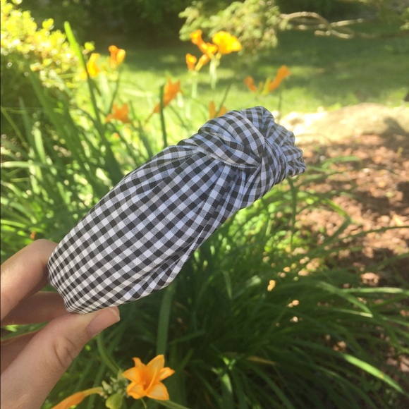 Black and white checkered topknot headband - Picture 4 of 4